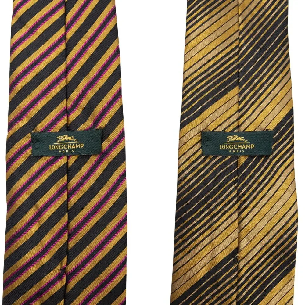 Longchamp 100% Silk Striped Tie Made In Italy